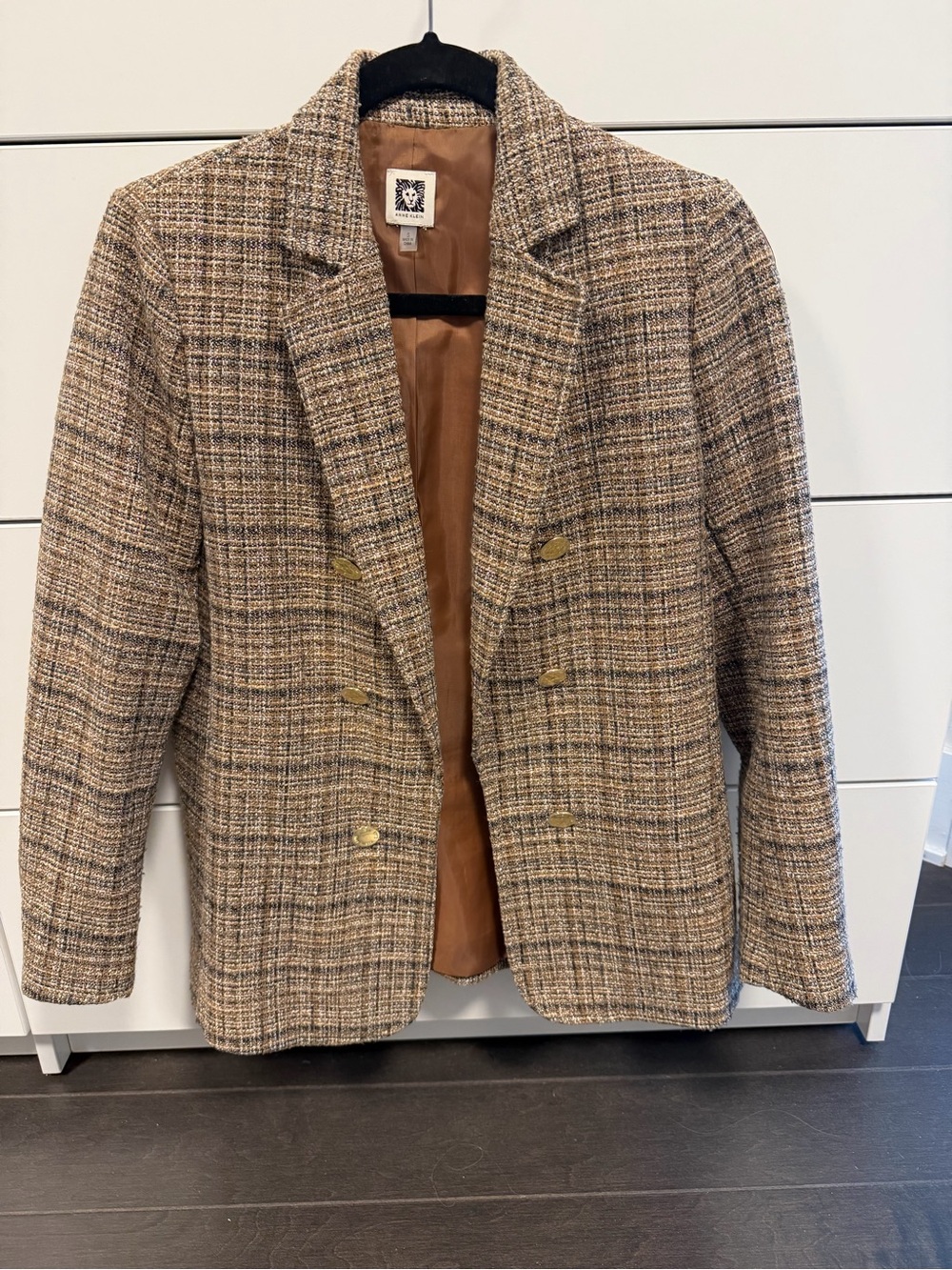 Anne Klein Brown Tweed Open-Front Jacket